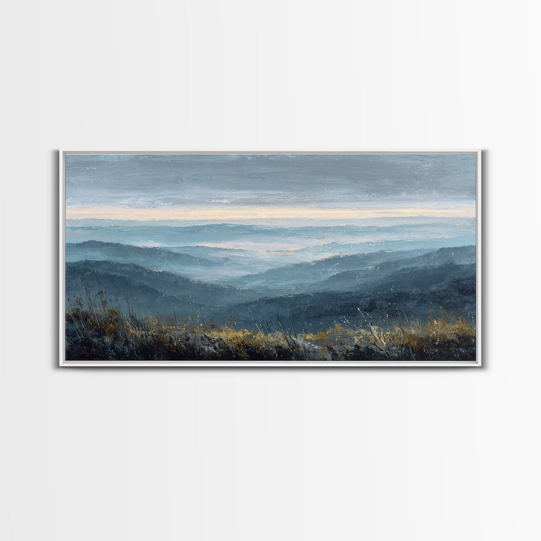 Soft Mountain Horizon Framed Canvas Print, Guest Bedroom Art, Fine Art Print, Bedroom Decor, Fine Art, Guest, Poster, GBA-2x1-27