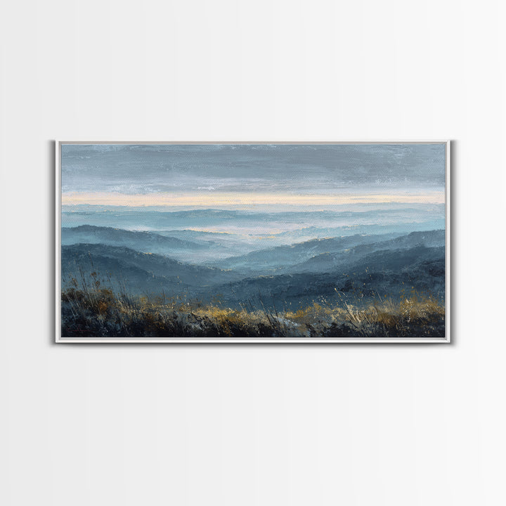 Soft Mountain Horizon Framed Canvas Print, Guest Bedroom Art, Fine Art Print, Bedroom Decor, Fine Art, Guest, Poster, GBA-2x1-27