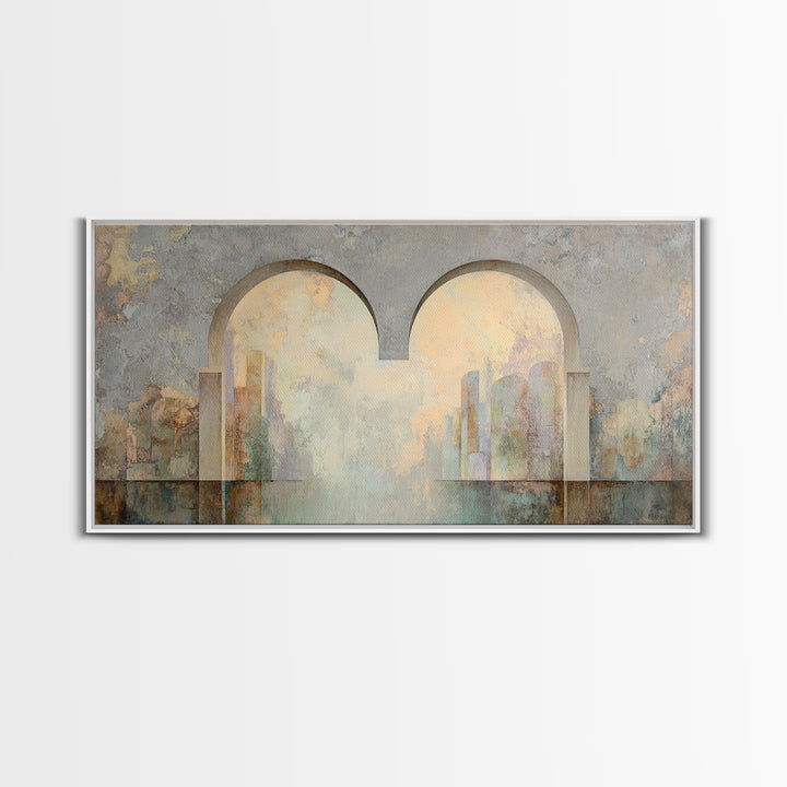Gentle Rain over Distant Hills Canvas Print, Guest Bedroom Art, Textured Painting, Bedroom Decor, Abstract Art, Guest, GBA-2x1-44