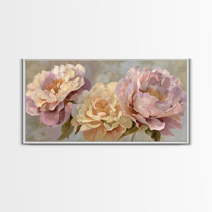 Neutral Peony Painting Framed Canvas Print, Guest Bedroom Art, Poster, Bedroom Decor, Abstract Art, Guest, Farmhouse Decor, GBA-2x1-5