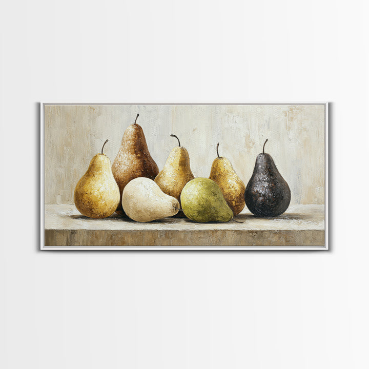 Classic Pear Still Life for Cozy Hospitality Framed Canvas Print, Guest Bedroom Art, New Home Gift, Bedroom Decor, Guest, GBA-2x1-88