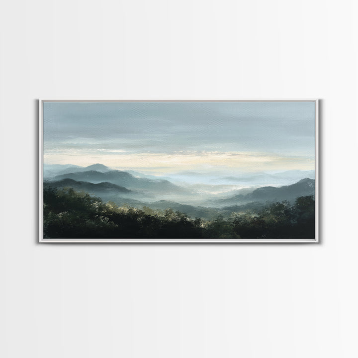 Soft Mountain Horizon Framed Canvas Print, Guest Bedroom Art, Farmhouse Decor, Bedroom Decor, Fine Art, Guest, Trendy Wall Art, GBA-2x1-99