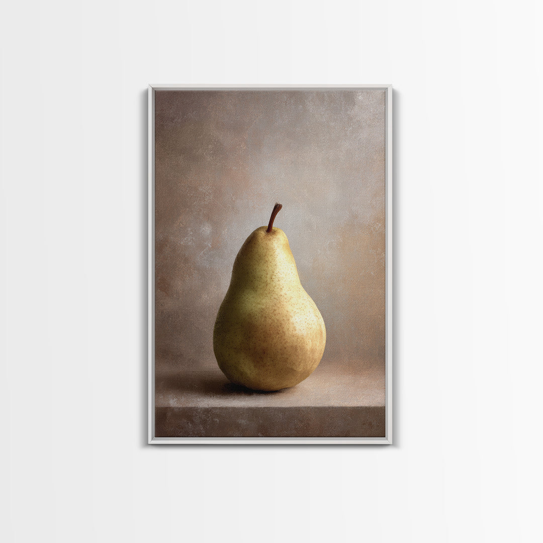 Classic Pear Still Life for Cozy Hospitality Framed Canvas Print, Guest Bedroom Art, Art Print, Bedroom Decor, Fine Art, Guest, GBA-2x3-100