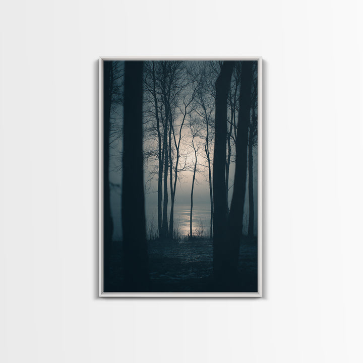 Monochrome Forest Silhouette Framed Canvas Print, Guest Bedroom Art, Contemporary Art, Bedroom Decor, Fine Art, Guest, GBA-2x3-21