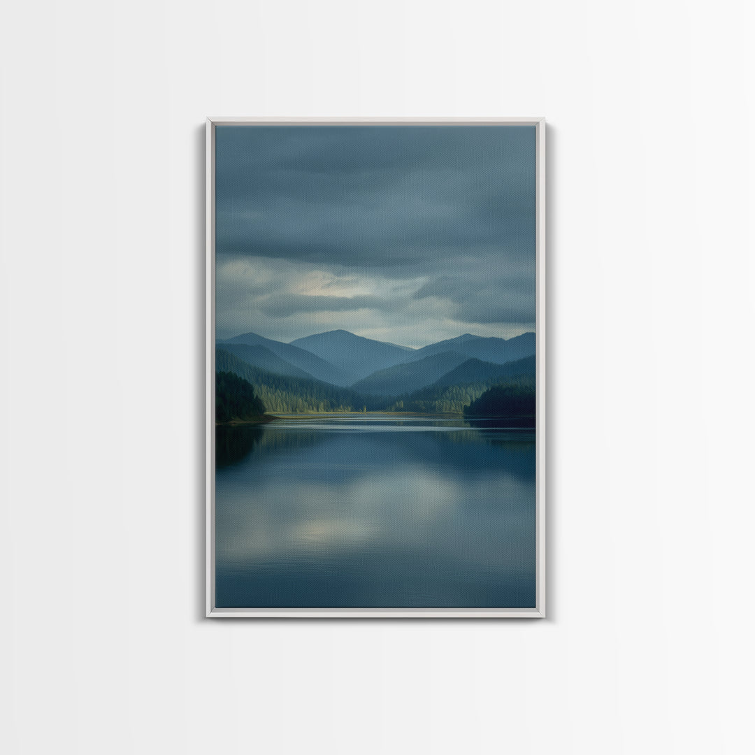 Quiet Lake Landscape at Early Morning Framed Canvas Print, Guest Bedroom Art, Contemporary Art, Bedroom Decor, Fine Art, Guest, GBA-2x3-34