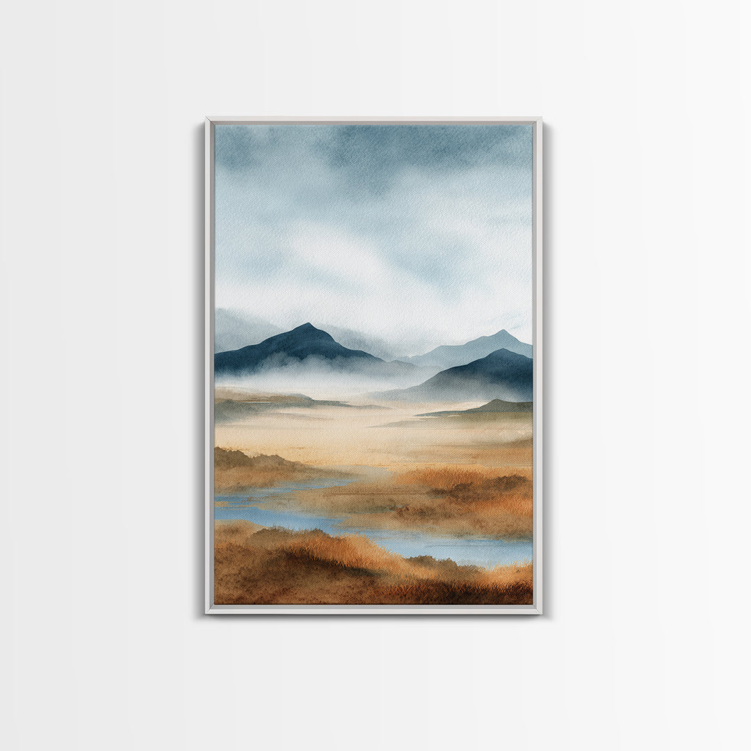 Soft Mountain Horizon Canvas Print, Guest Bedroom Art, Minimalist Decor, Bedroom Decor, Fine Art, Guest, Digital Print, GBA-2x3-39