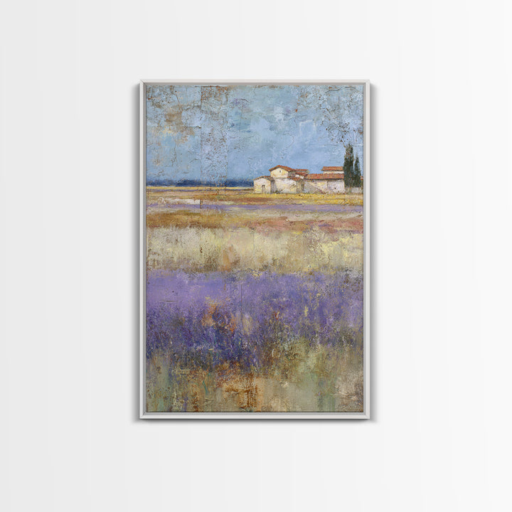 Lavender Field under Pale Sky Framed Canvas Print, Guest Bedroom Art, Home, Bedroom Decor, Fine Art, Guest, Bedroom Wall Art, GBA-2x3-75