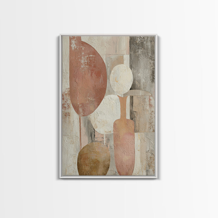 Warm Terracotta Shapes Framed Canvas Print, Guest Bedroom Art, Digital Prints, Bedroom Decor, Abstract Art, Guest, GBA-2x3-78