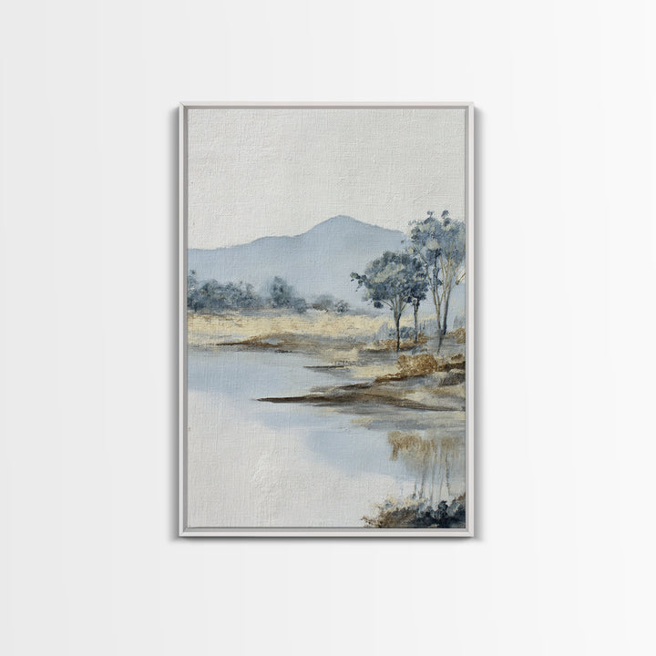 Gentle Rain over Distant Hills Framed Canvas Print, Guest Bedroom Art, Bedroom Wall Decor, Bedroom Decor, Oil Painting, Guest, GBA-2x3-8