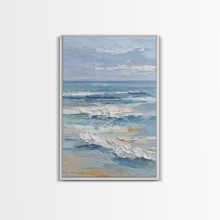 Coastal Dunes in Pale Blue and Sand Framed Canvas Print, Guest Bedroom Art, Farmhouse Decor, Bedroom Decor, Fine Art, Guest, GBA-2x3-85