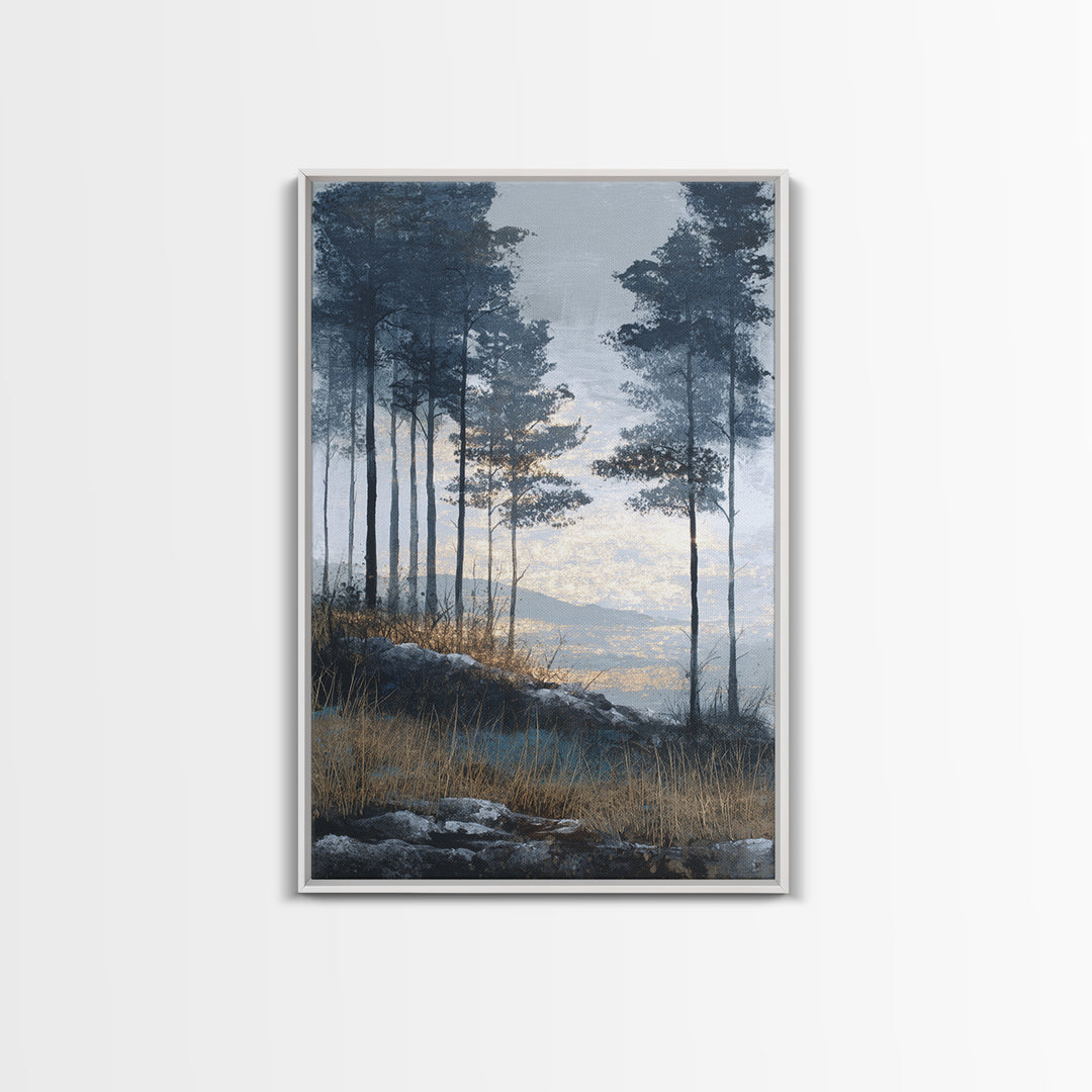 Monochrome Forest Silhouette Framed Canvas Print, Guest Bedroom Art, Bedroom Decor, Fine Art, Guest, Above Bed Decor, GBA-2x3-93