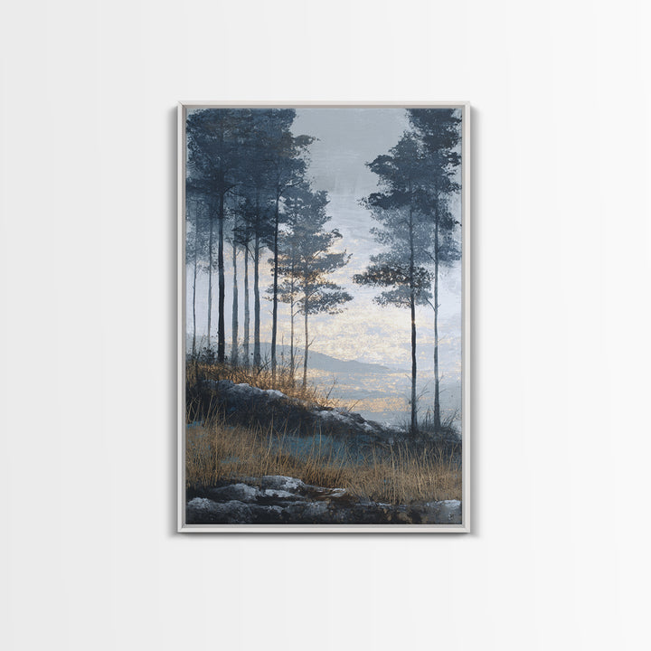 Monochrome Forest Silhouette Framed Canvas Print, Guest Bedroom Art, Bedroom Decor, Fine Art, Guest, Above Bed Decor, GBA-2x3-93
