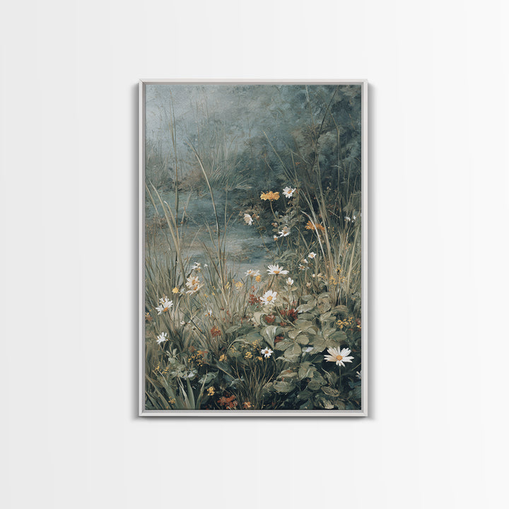 Sunlit Meadow with Delicate Flowers Canvas Print, Guest Bedroom Art, Set of 3 Wall Art, Bedroom Decor, Watercolor Art, Guest, GBA-2x3-95