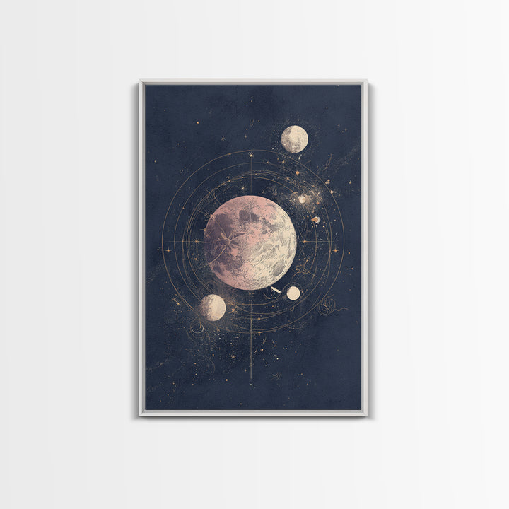 Minimal Moon and Stars Composition Canvas Print, Guest Bedroom Art, Wall Art Prints, Bedroom Decor, Guest, Cat Wall Art, GBA-2x3-96
