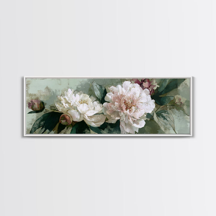 Neutral Peony Painting Framed Canvas Print, Guest Bedroom Art, Printable Art, Bedroom Decor, Abstract Art, Guest, GBA-3x1-1