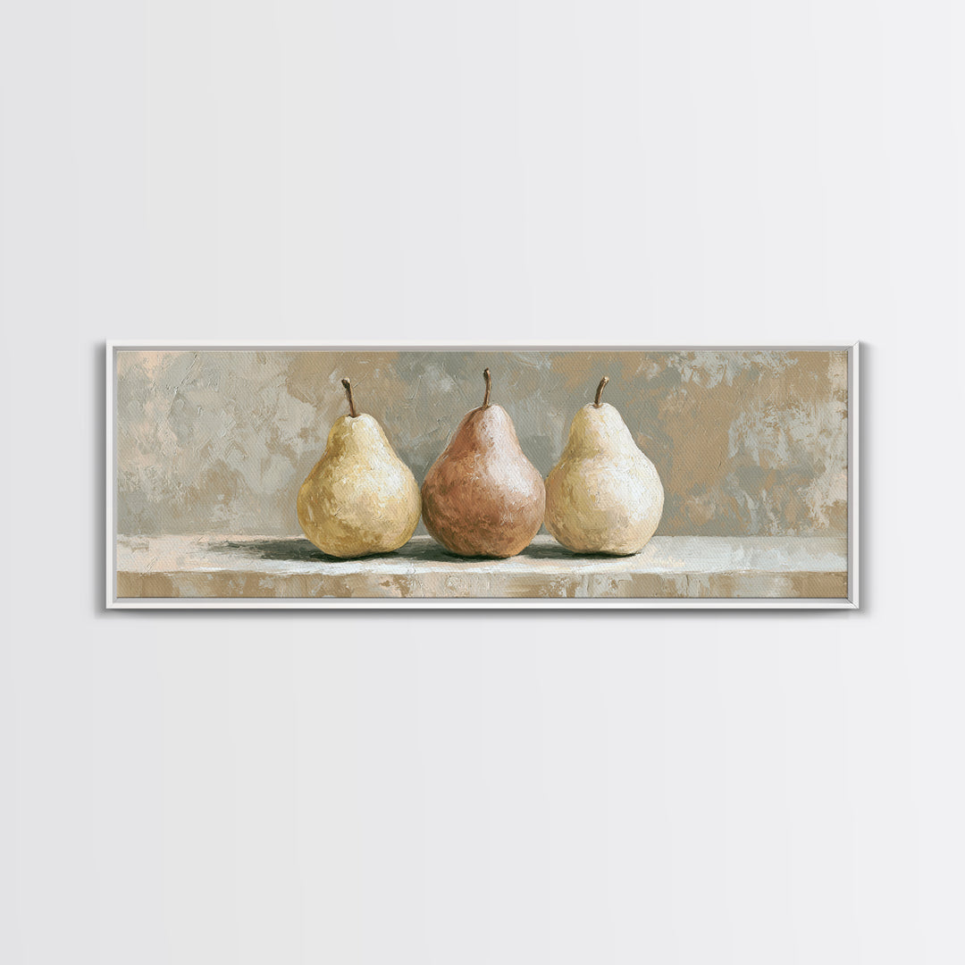 Classic Pear Still Life for Cozy Hospitality Framed Canvas Print, Guest Bedroom Art, Funky Wall Art, Bedroom Decor, Guest, GBA-3x1-12