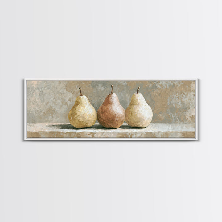 Classic Pear Still Life for Cozy Hospitality Framed Canvas Print, Guest Bedroom Art, Funky Wall Art, Bedroom Decor, Guest, GBA-3x1-12