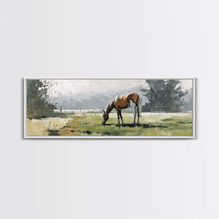 Quiet Horse Pasture at Sunset Canvas Print, Guest Bedroom Art, Bedroom Decor, Fine Art, Guest, Above Bed Decor, Funky Wall Art, GBA-3x1-13