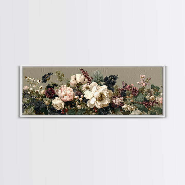 Welcoming Wildflower Bouquet Framed Canvas Print, Guest Bedroom Art, Set of 3 Wall Art, Bedroom Decor, Watercolor Art, Guest, GBA-3x1-17
