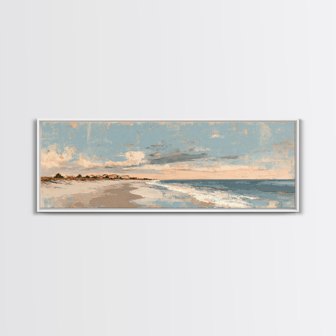 Coastal Dunes in Pale Blue and Sand Canvas Print, Guest Bedroom Art, Living Room Wall Art, Bedroom Decor, Fine Art, Guest, GBA-3x1-21