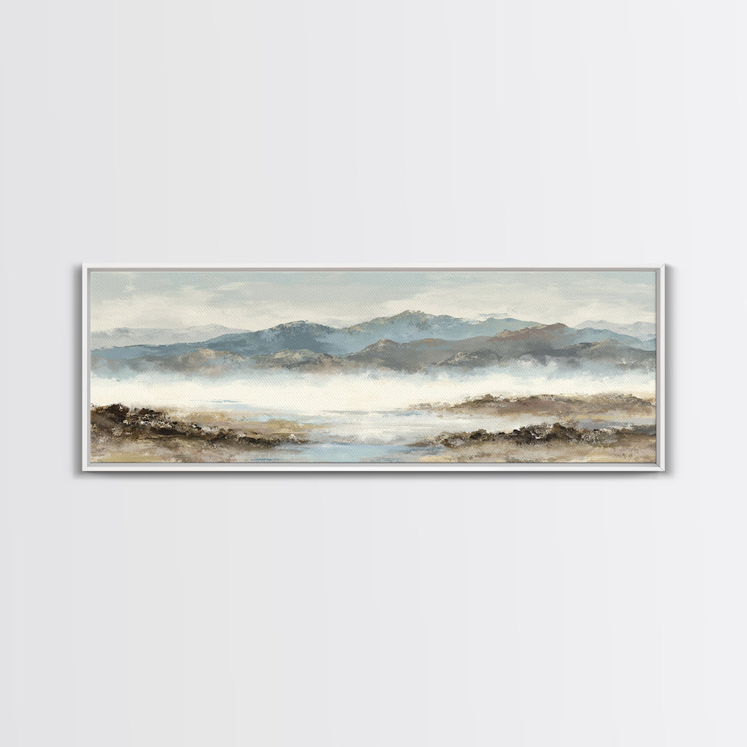 Soft Mountain Horizon Framed Canvas Print, Guest Bedroom Art, Boho Decor, Bedroom Decor, Fine Art, Guest, Digital Prints, GBA-3x1-23