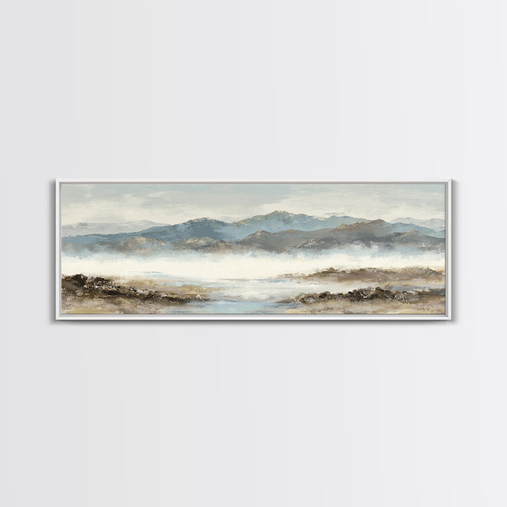 Soft Mountain Horizon Framed Canvas Print, Guest Bedroom Art, Boho Decor, Bedroom Decor, Fine Art, Guest, Digital Prints, GBA-3x1-23