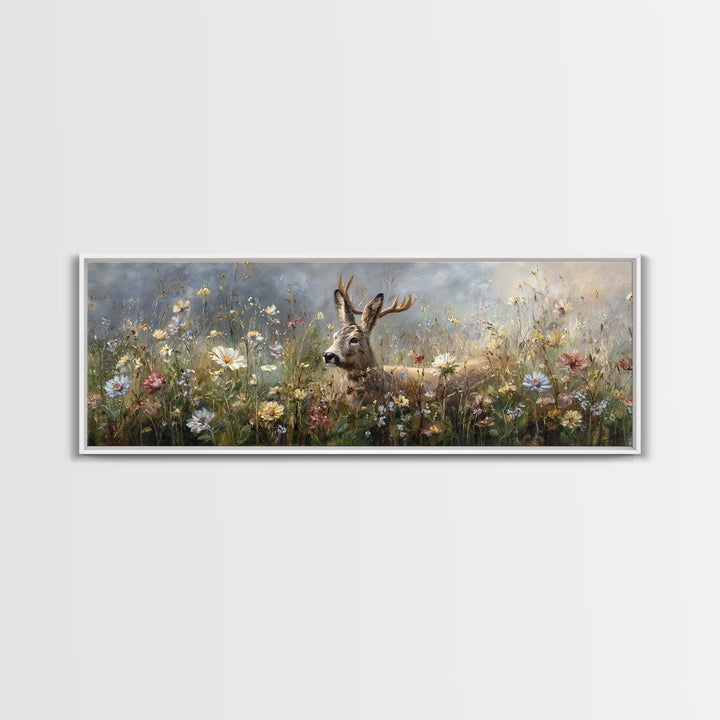 Sunlit Meadow with Delicate Flowers Canvas Print, Guest Bedroom Art, Luxury Decor, Bedroom Decor, Fine Art, Guest, Home, GBA-3x1-31