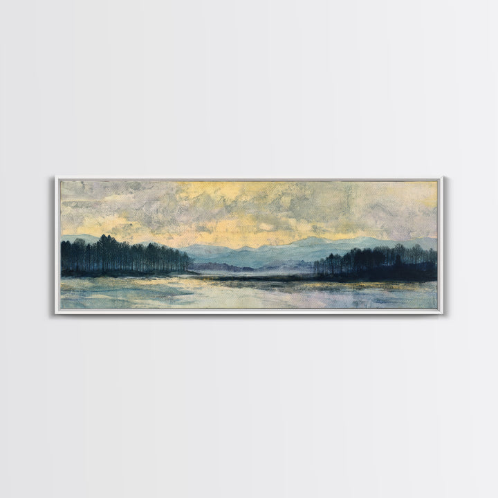 Quiet Lake Landscape at Early Morning Canvas Print, Guest Bedroom Art, Farmhouse Decor, Bedroom Decor, Fine Art, Guest, GBA-3x1-42