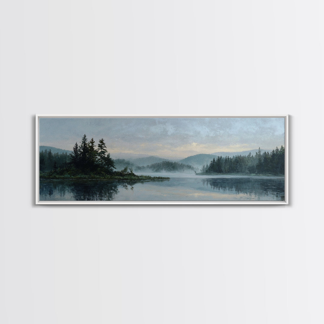 Quiet Lake Landscape at Early Morning Canvas Print, Guest Bedroom Art, Farmhouse Decor, Bedroom Decor, Fine Art, Guest, GBA-3x1-66