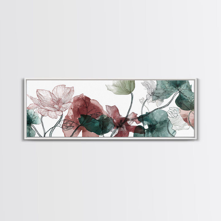 Gentle Botanical Line Drawing Trio Canvas Print, Guest Bedroom Art, Art Print, Bedroom Decor, Watercolor Art, Guest, Home, GBA-3x1-70
