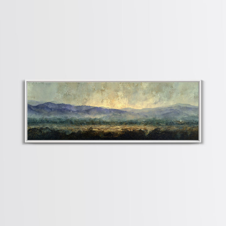Soft Mountain Horizon Canvas Print, Guest Bedroom Art, Wall Art Prints, Bedroom Decor, Oil Painting, Guest, Cat Wall Art, GBA-3x1-71