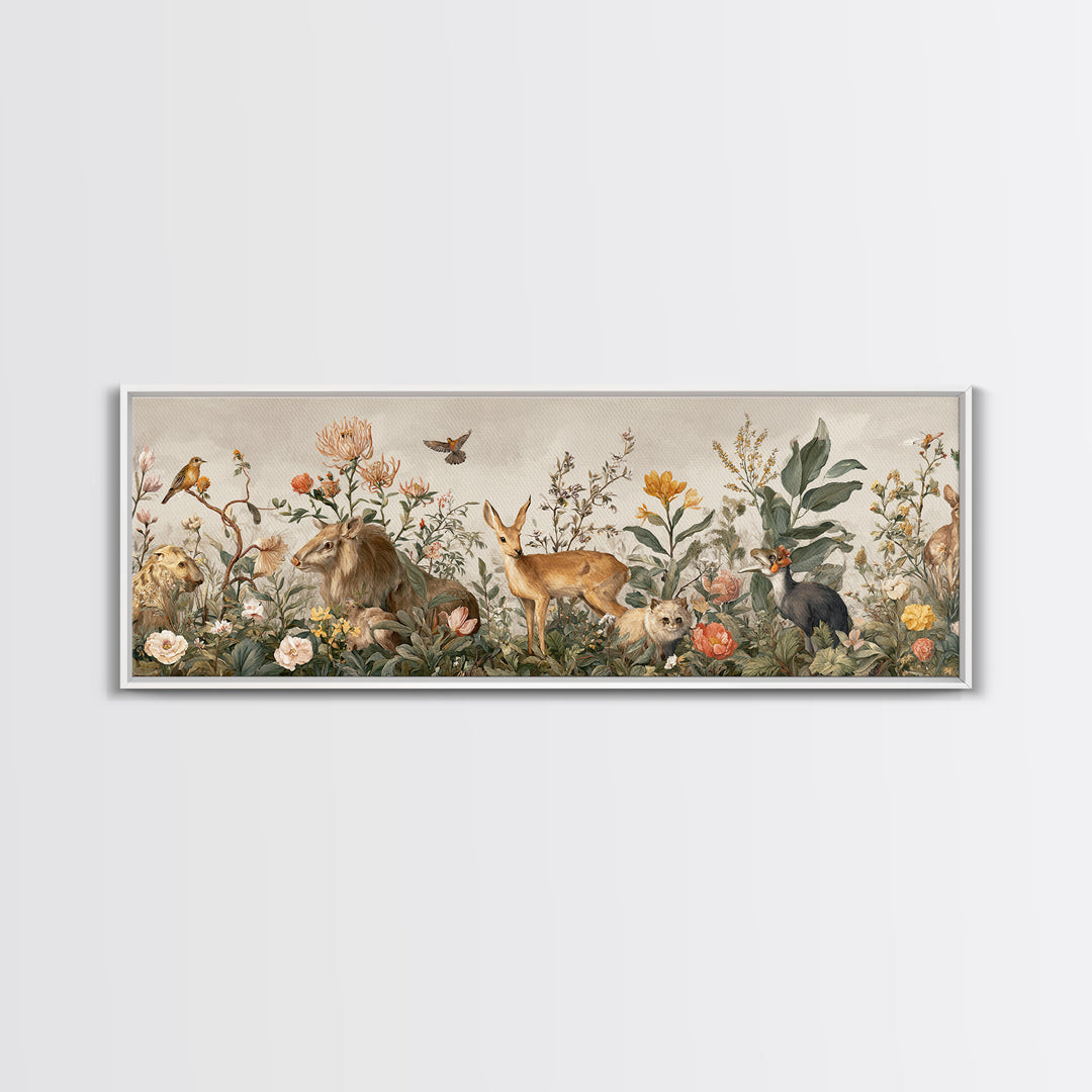 Sunlit Meadow with Delicate Flowers Framed Canvas Print, Guest Bedroom Art, Bedroom Decor, Watercolor Art, Guest, GBA-3x1-79