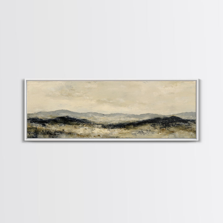 Gentle Rain over Distant Hills Canvas Print, Guest Bedroom Art, Minimalist Decor, Bedroom Decor, Oil Painting, Guest, GBA-3x1-88
