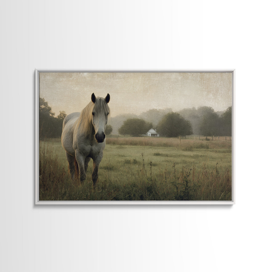 Quiet Horse Pasture at Sunset Canvas Print, Guest Bedroom Art, New Home Gift, Bedroom Decor, Guest, Minimalist Wall Art, GBA-3x2-1