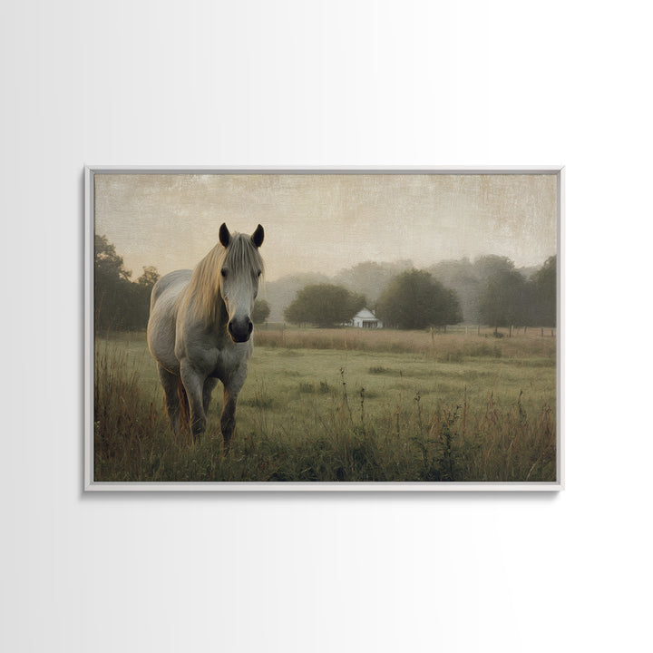 Quiet Horse Pasture at Sunset Canvas Print, Guest Bedroom Art, New Home Gift, Bedroom Decor, Guest, Minimalist Wall Art, GBA-3x2-1