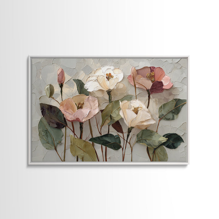 Gentle Botanical Line Drawing Trio Framed Canvas Print, Guest Bedroom Art, Digital Print, Bedroom Decor, Oil Painting, Guest, GBA-3x2-10