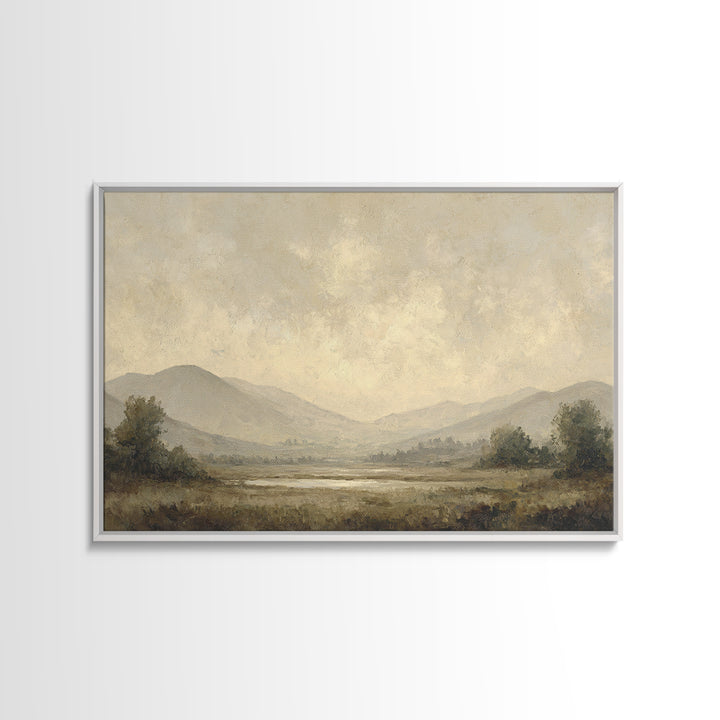 Gentle Rain over Distant Hills Framed Canvas Print, Guest Bedroom Art, Fine Art Print, Bedroom Decor, Oil Painting, Guest, GBA-3x2-100