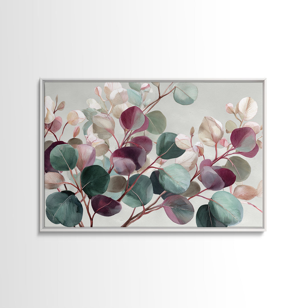 Calming Eucalyptus Watercolor Branches Framed Canvas Print, Guest Bedroom Art, Home, Bedroom Decor, Oil Painting, Guest, GBA-3x2-14