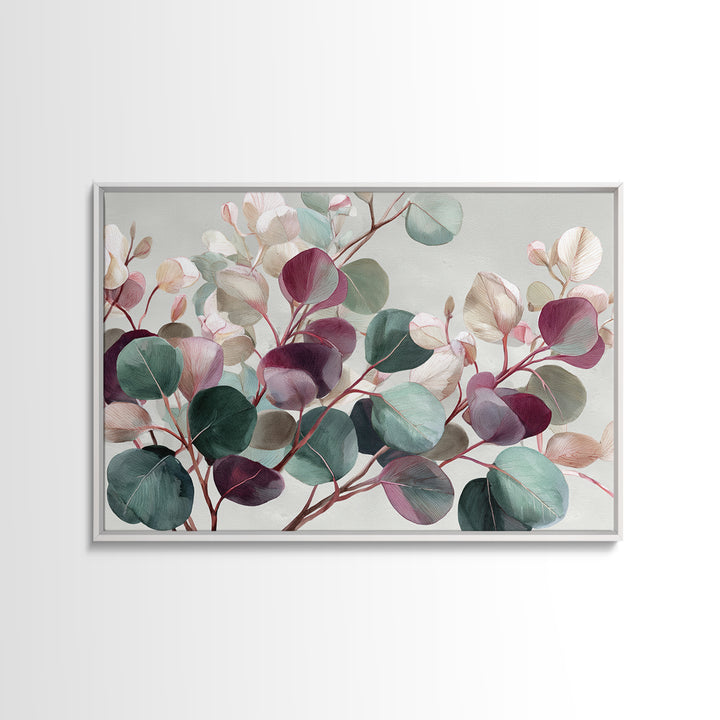 Calming Eucalyptus Watercolor Branches Framed Canvas Print, Guest Bedroom Art, Home, Bedroom Decor, Oil Painting, Guest, GBA-3x2-14