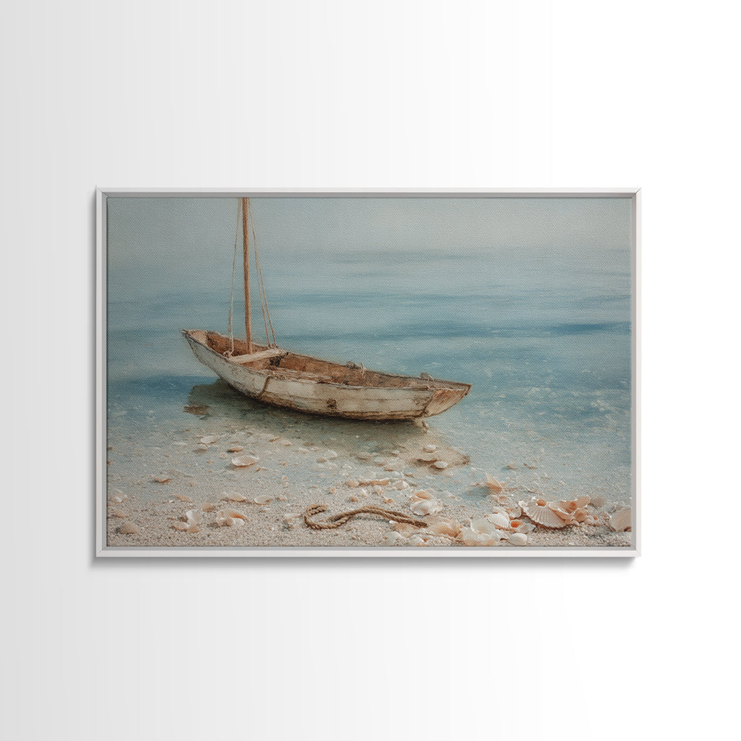 Soft Watercolor Sailboat on Quiet Water Canvas Print, Guest Bedroom Art, Wall Art Prints, Bedroom Decor, Oil Painting, Guest, GBA-3x2-22