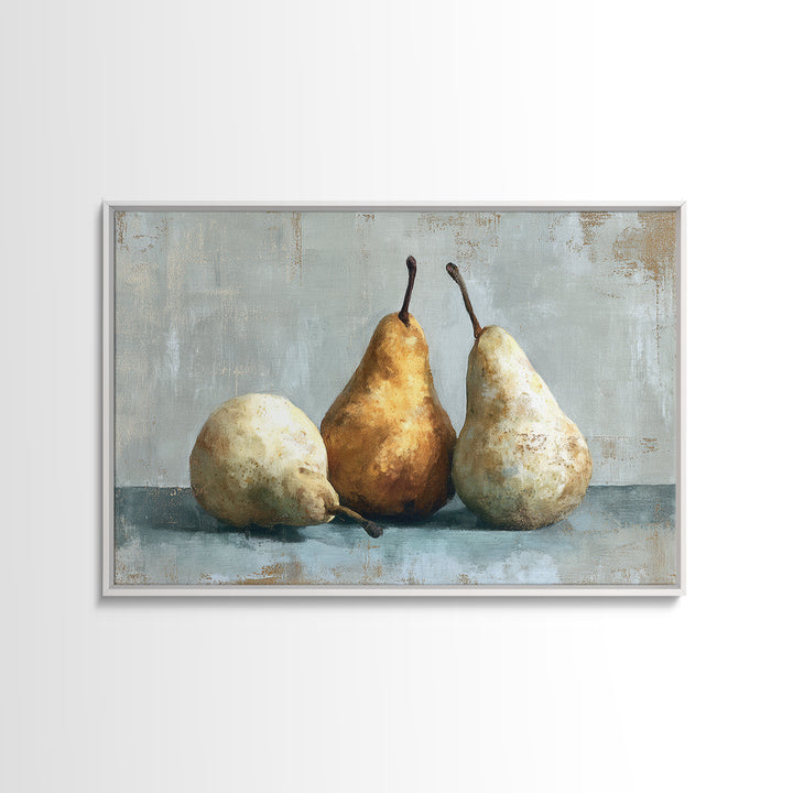 Classic Pear Still Life for Cozy Hospitality Framed Canvas Print, Guest Bedroom Art, Living Room Decor, Bedroom Decor, Guest, GBA-3x2-24