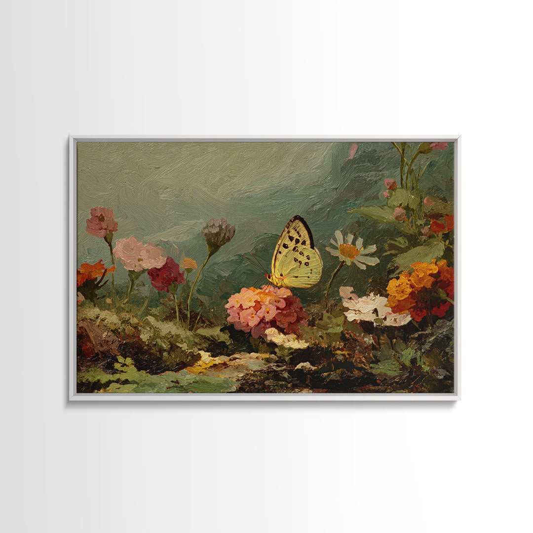 Garden Butterfly and Flowers Specimen Study Canvas Print, Guest Bedroom Art, Printable Art, Bedroom Decor, Fine Art, Guest, GBA-3x2-3