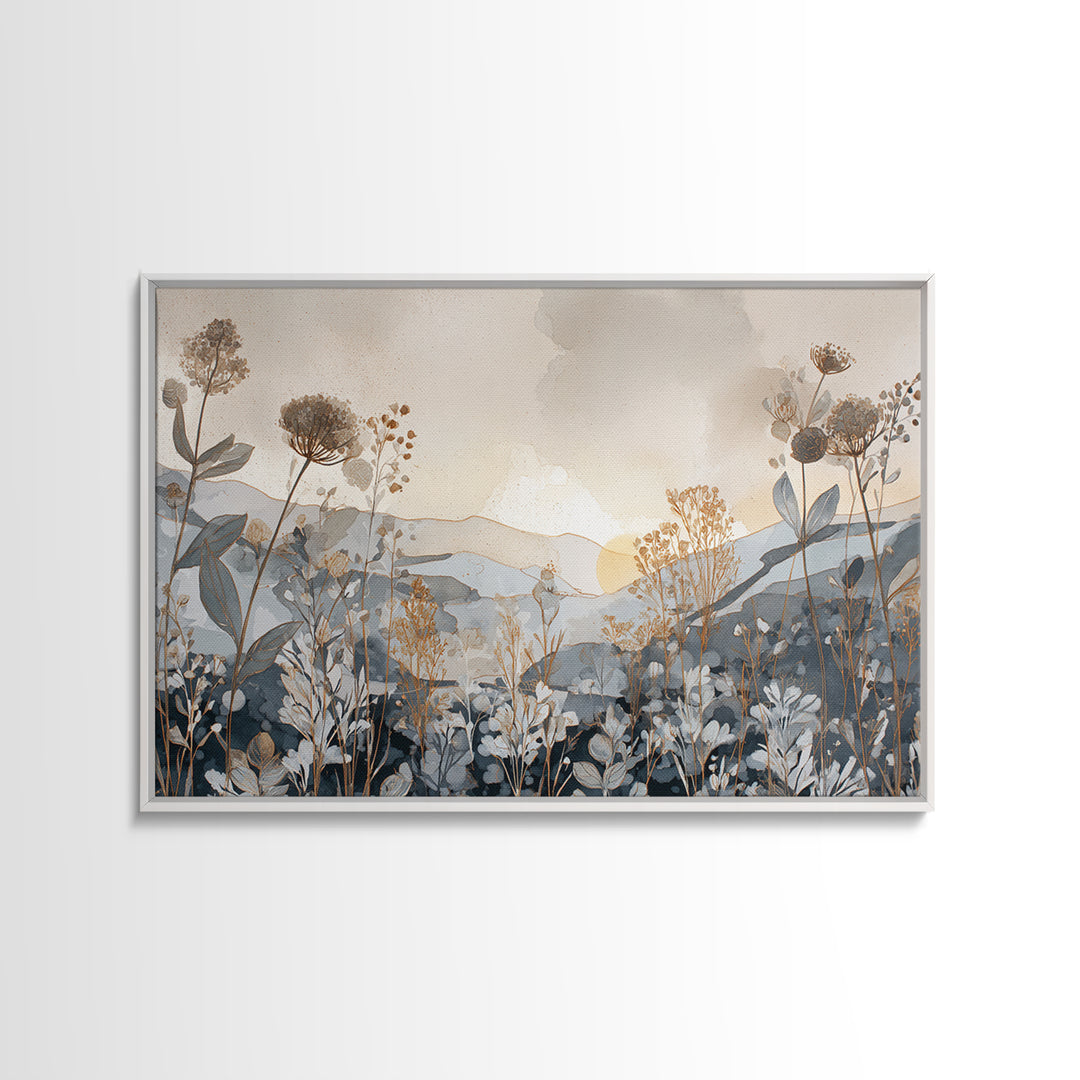 Gentle Botanical Line Drawing Trio Canvas Print, Guest Bedroom Art, Set of 3 Wall Art, Bedroom Decor, Watercolor Art, Guest, GBA-3x2-34