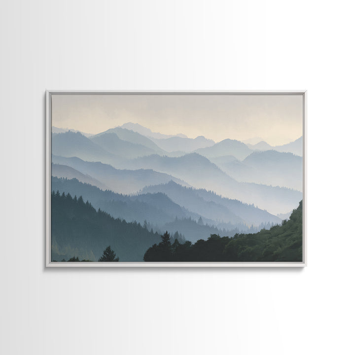 Soft Mountain Horizon Framed Canvas Print, Guest Bedroom Art, Trendy Wall Art, Bedroom Decor, Fine Art, Guest, GBA-3x2-35