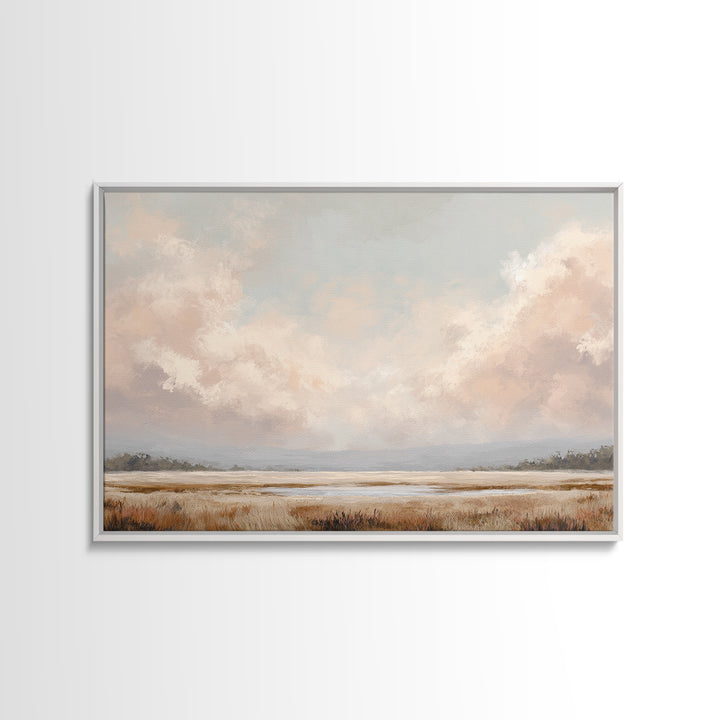 Romantic Cloudscape in Blush and Ivory Framed Canvas Print, Guest Bedroom Art, Neutral Decor, Bedroom Decor, Fine Art, Guest, GBA-3x2-39