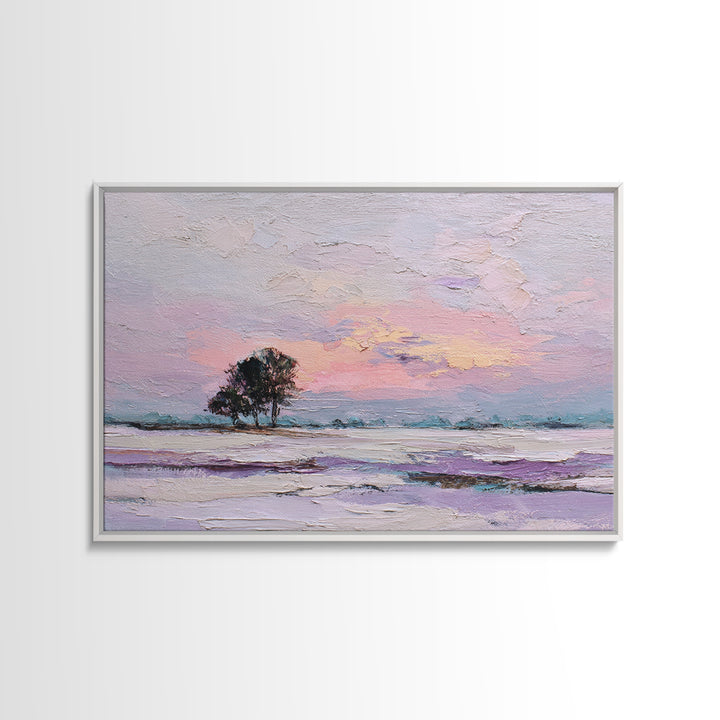 Lavender Field under Pale Sky Framed Canvas Print, Guest Bedroom Art, Room Decor, Bedroom Decor, Oil Painting, Guest, GBA-3x2-47