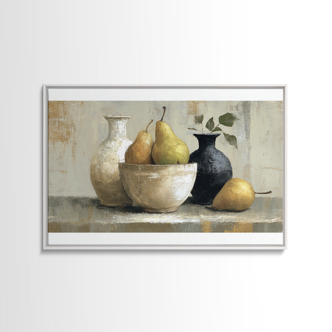 Classic Pear Still Life for Cozy Hospitality Canvas Print, Guest Bedroom Art, Cat Wall Art, Bedroom Decor, Fine Art, Guest, GBA-3x2-48