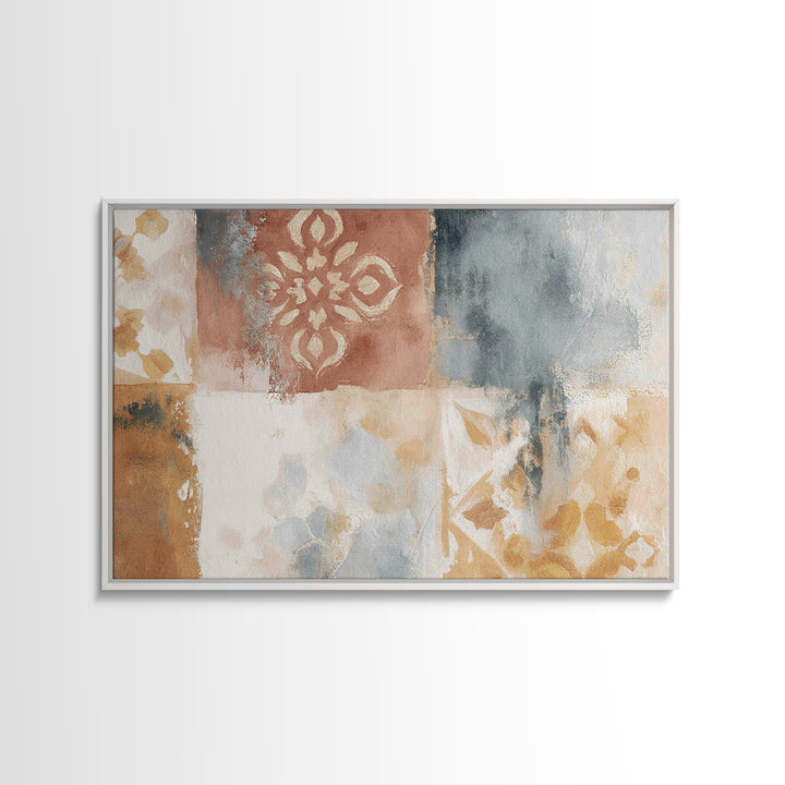 Warm Terracotta Shapes Framed Canvas Print, Guest Bedroom Art, Living Room Decor, Bedroom Decor, Guest, Farmhouse Wall Art, GBA-3x2-74