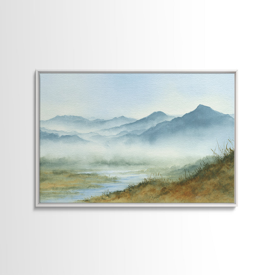 Soft Mountain Horizon Canvas Print, Guest Bedroom Art, Wall Art, Bedroom Decor, Oil Painting, Guest, New Home Gift, GBA-3x2-83
