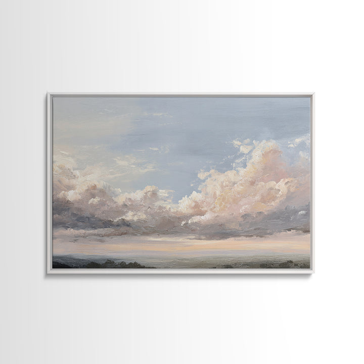 Romantic Cloudscape in Blush and Ivory Framed Canvas Print, Guest Bedroom Art, Fine Art Print, Bedroom Decor, Fine Art, Guest, GBA-3x2-87